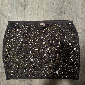 Bailey 44 Black Mini Skirt with Gold Accents
